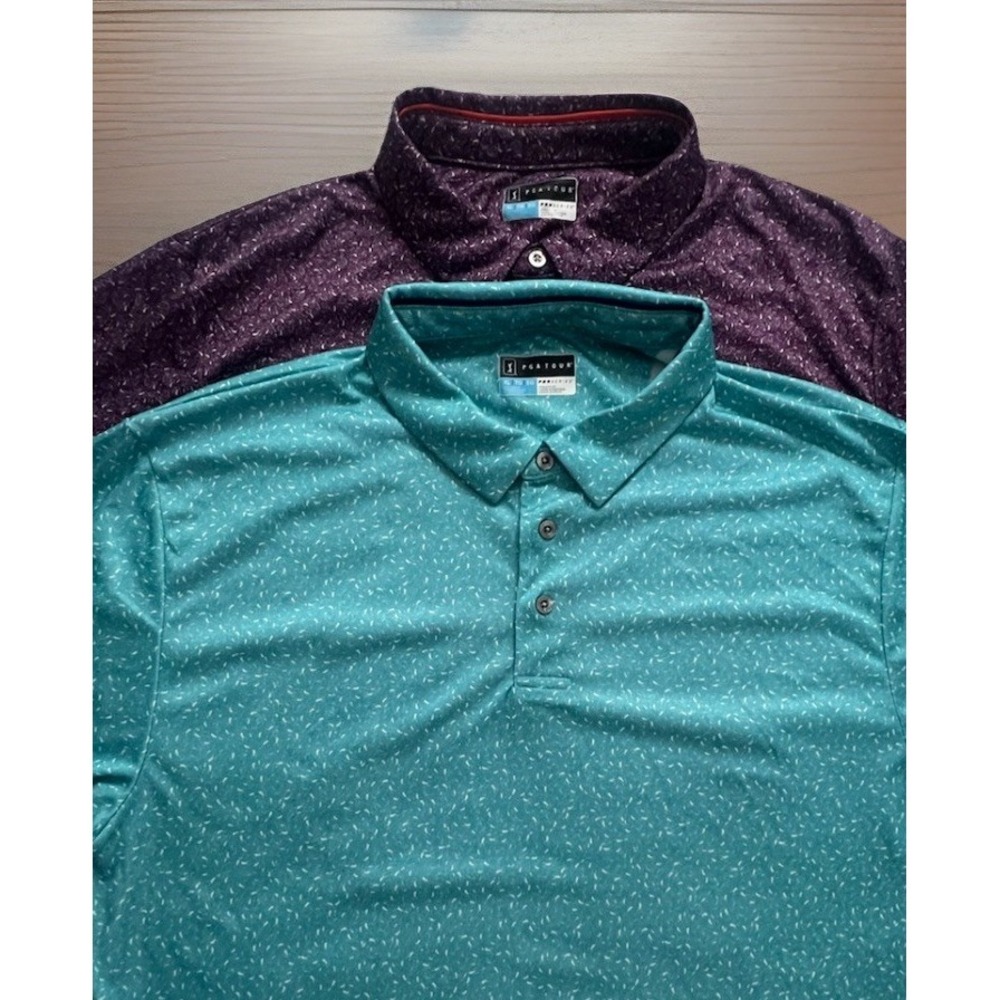 PGA Tour Golf Polo Shirt Lot Mens XLarge Performance Blue and Purple  NWOT (197)